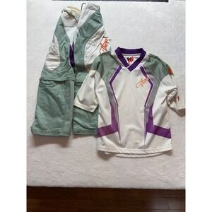 THOR STATIC ZIP OFF PANT SHORT 24‎ SHIRT MEDIUM 8-9 GIRLS MOTOCROSS ATV PURPLE